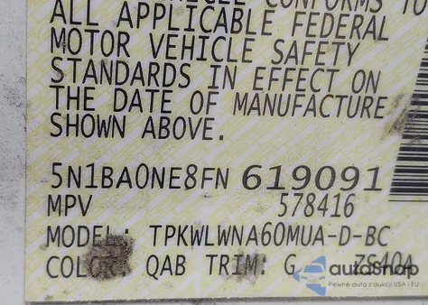 2015 Nissan Armada Platinum из США, поврежденный, VIN 5N1BA0NE8FN619091